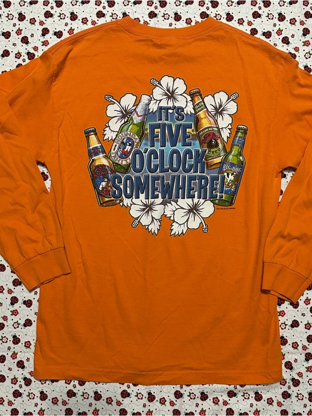 Big Dogs Bright Orange Crewneck Tee with Dog Logo Tag